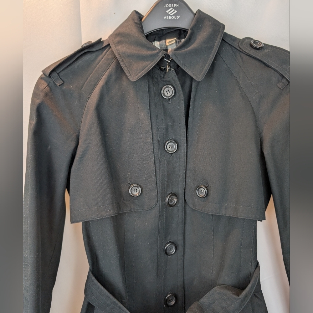 Burberry Classic Black Trench Coat Size 6 In VGUC - Picture 3 of 16